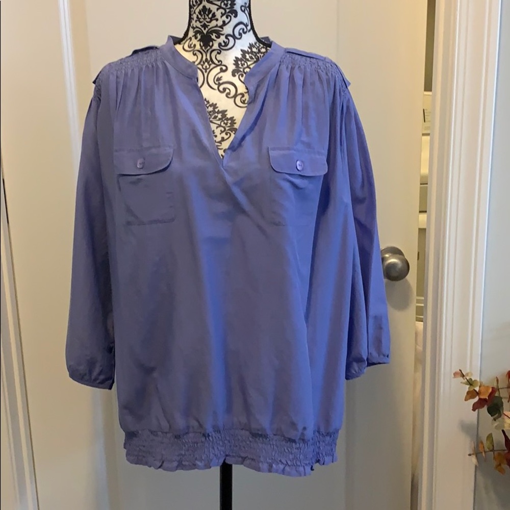 Woman’s 3/4 length sleeve v neck blouse